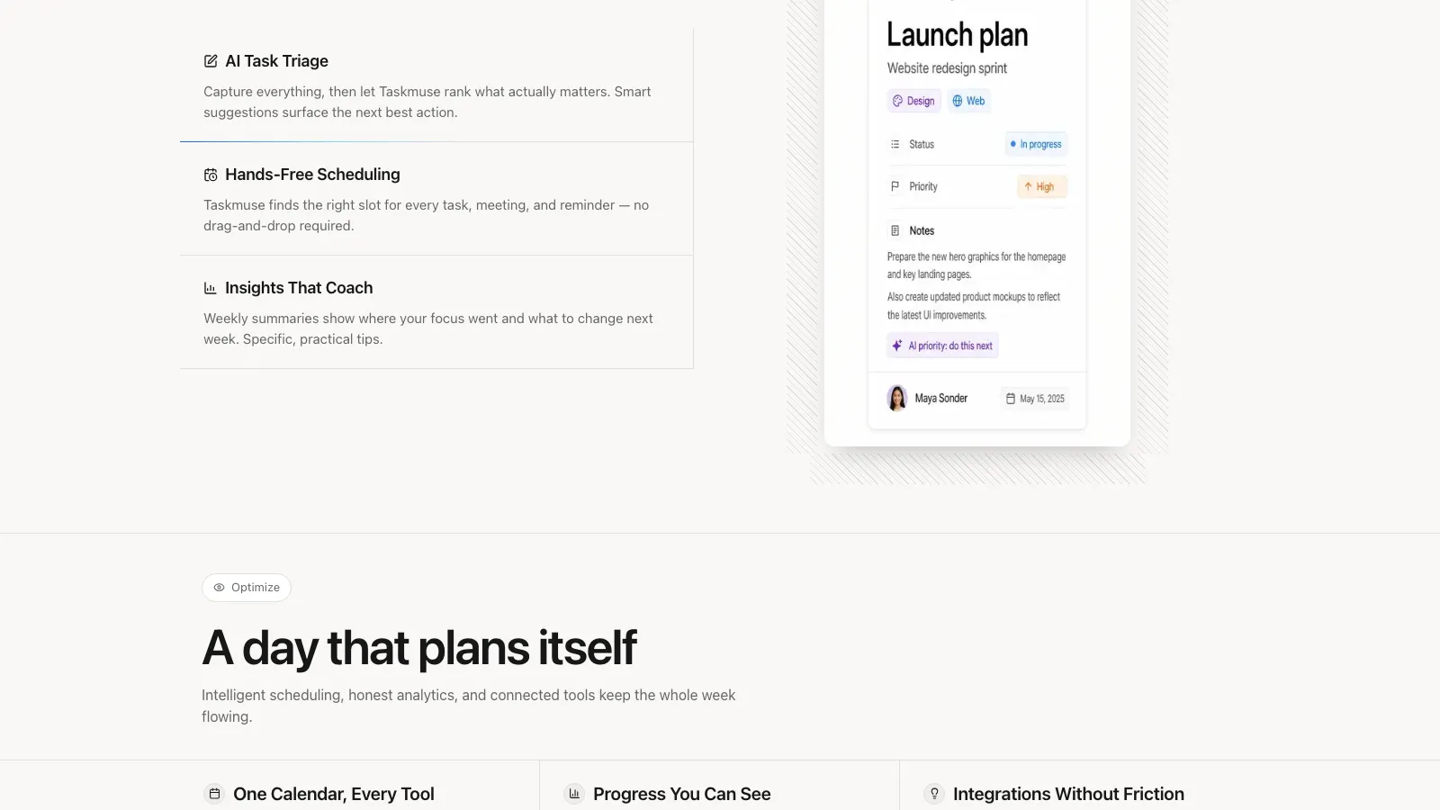 Taskmuse AI Landing result preview 2